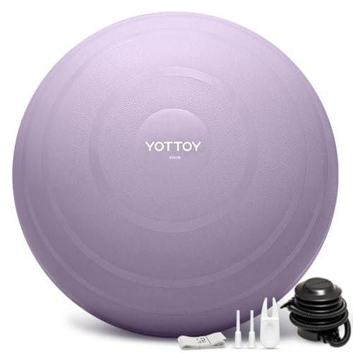 YOTTOY Anti-Burst Exercise Ball for Working Out, Yoga & Pregnancy, Extra Thick Workout Ball for Physical Therapy & Fitness - color: purple, size: 26IN/58-65cm