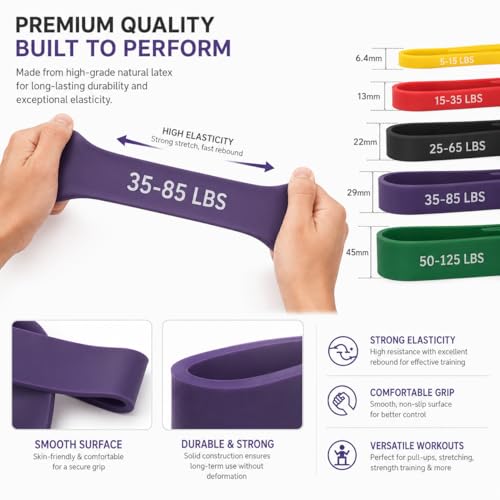 5 Pack Pull Up Assist Bands, Resistance Bands for Home Gym Training
