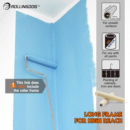 ROLLINGDOG 6" Paint Roller Covers Synthetic Velour Paint Roller | 6 inch Paint Roller Sleeves for Smooth Walls and Ceilings, 8PC, 5mm nap - color: 8PC Synthetic Velour Roller sleeves