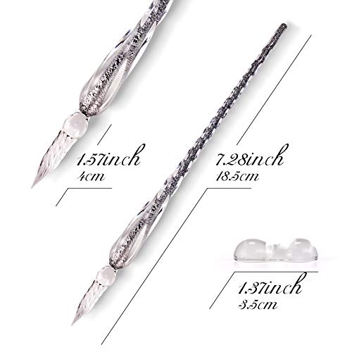 Glass Dip Pen Set,Calligraphy Pen,Crystal Signature Pen for Art, Writing, Signatures -Decoration and Business Gift - color: black