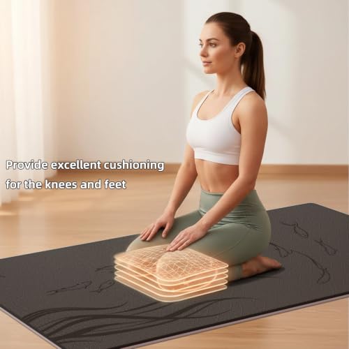 Extra Wide Yoga Mat 76"x40"x10mm TPE Non-Slip Fitness Exercise Mat - color: Brown Beige