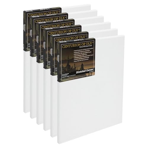 Centurion Deluxe Professional Oil Primed Linen Stretched Canvas, 11oz Linen, 24x30 - Box of 6, 0.67" Deep Canvases, Kiln-Dried Stretchers, Back Stapled, Premium Medium Weight Canvas for Oil Paintings - size: 24"x30"