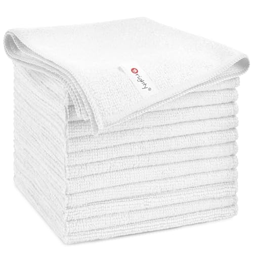 Orighty Microfiber Cleaning Cloth, Cleaning Rags, 12 Pack, 12x11 in, White - color: White, size: 12 Pack