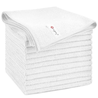 Orighty Microfiber Cleaning Cloth, Cleaning Rags, 12 Pack, 12x11 in, White - color: White, size: 12 Pack