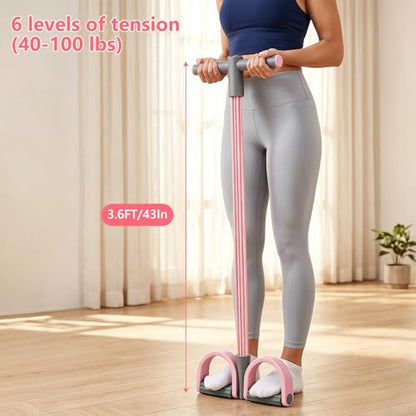 Pedal Resistance Band with Handle,4/6/8 Resistance Levels Elastic Pull Rope, Portable Fitness Bands for Leg Butt Training, Home Gym, Yoga, Pilates - size: 6 Levels（Pink ）