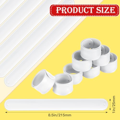 Gemscream 12 Pcs Silicone Slap Bracelets DIY Slap Bands Party Favors Bulk Blank Soft Wristband Wrist Snap Band for Craft Project DIY Painting Birthday Party Halloween Christmas - color: White