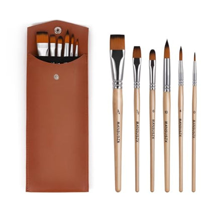Travel Watercolor Brushes for Artists Set of 6 Paint Brushes for Watercolors & Versatile in Gouache, Oil - Premium Art & Travel Kit