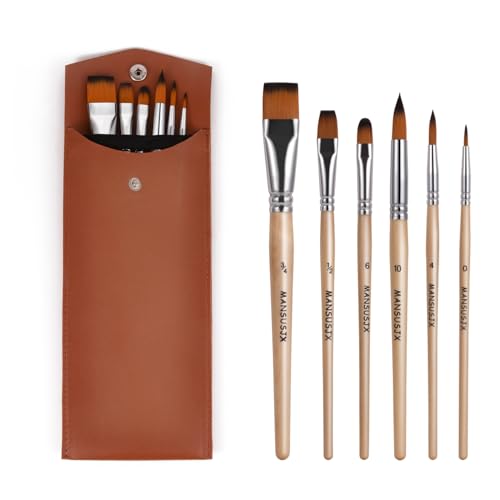 Travel Watercolor Brushes for Artists Set of 6 Paint Brushes for Watercolors & Versatile in Gouache, Oil - Premium Art & Travel Kit