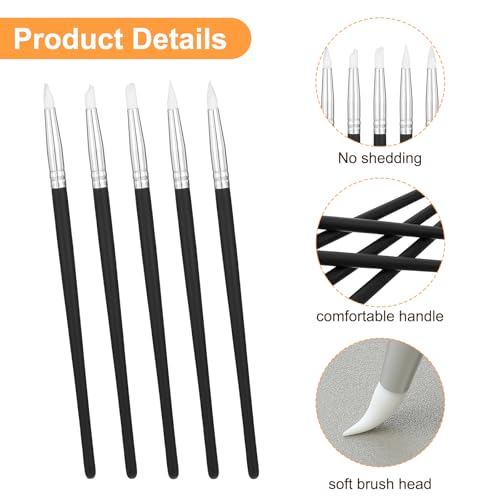 15 Pack Silicone Paint Brushes for Art Crafting Sculpting, Flexible Rubber Heads with 5 Multiple Shapes, Pottery Clay Ceramic Modeling Nail Art DIY Projects Artists Tools