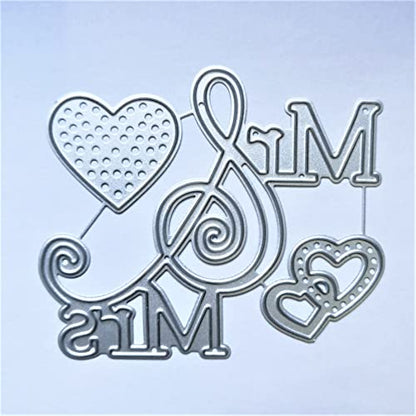 Letter Thank You Mr&Mrs Best Wishes Happy Anniversary Heart Metal Cutting Dies Stencil DIY Scrapbooking Embossing Tool DIY Paper Cards Album Decoration (Mr & Mrs) - style: Mr & Mrs