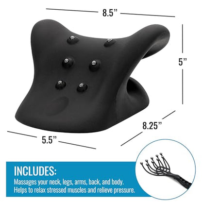 HealthSmart Neck & Shoulder Traction Device, Neck & Shoulder Relaxer, Magnetic Therapy, Cervical Spine Alignment and TMJ Relief, Neck Pain Relief, Black - size: One Size