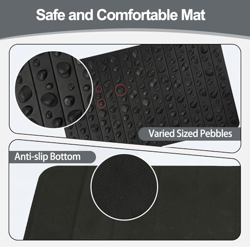 Portable Feet Acupressure Mat, Foldable Foot Massager Mat, Pressure Point Massage Pad, Anti Fatigue Office Standing Desk Stand Up Pad, Relieve Foot Pain(27.6"x16.7") - color: Black - Large