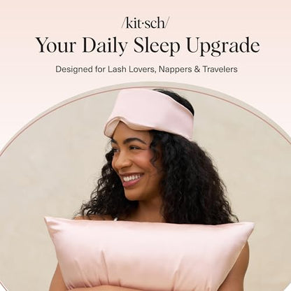 Kitsch Contour Satin Sleep Mask | Eye Masks for Sleep - Blush | Softer Than Silk Sleep Mask, Blindfold Sleep Masks for Women & Men, No Eye Pressure, Lightweight Eye Mask, Travel Essentials - color: Blush