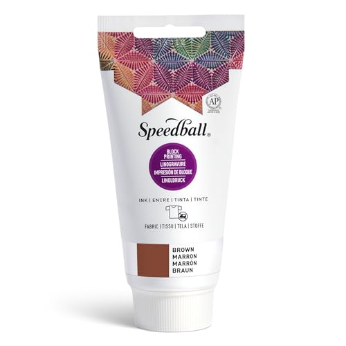 Speedball Fabric Block Printing Ink, 2.5-Ounce, Brown - Print on Textiles & Paper - Made in USA - color: Brown, size: 2.5 fl oz