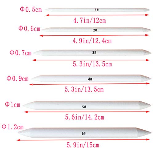 6 PCS Blending Stumps and Tortillions, Sketch Drawing Tools | Paper Art Blenders for Student Sketch Drawing