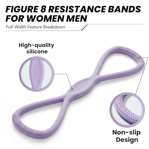 Figure 8 Resistance Band, Figure 8 Resistance Bands for Women Men,Resistance Band Figure for Working Out, Non-Slip Handles, Home Gym, Yoga & Physical Therapy - color: 15 LBS Purple
