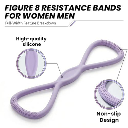 Figure 8 Resistance Band, Figure 8 Resistance Bands for Women Men,Resistance Band Figure for Working Out, Non-Slip Handles, Home Gym, Yoga & Physical Therapy - color: 15 LBS Purple