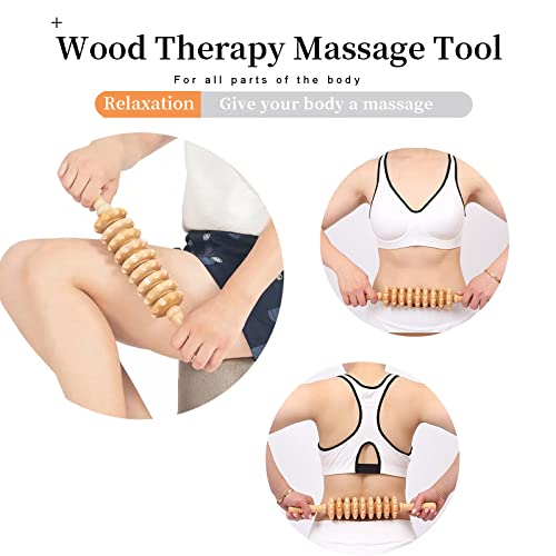 Wood Therapy Massage Tools Manual Massage Roller Stick for Body Sculpting, Maderoterapia Kit- Cellulite Massager for Muscle Pain Relief, Fascia, Cellulite