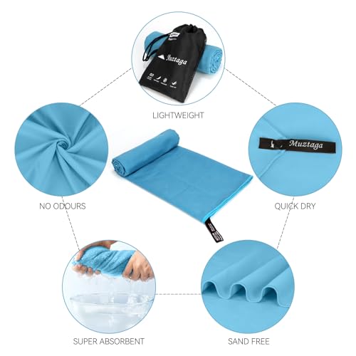 Microfibre Towel Extra Large for Beach, Travel, Swimming, Bath– Quick Dry, Ultra Compact, Sand Free, Lightweight & Super Absorbent(Blue,78x35 in) - color: Blue, size: 78"x35"