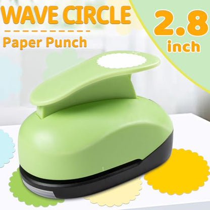 Circle Punch, 2.8 Inch Scalloped Circle Cutter, Circles Hole Punch | Circle Punches for Paper Crafts, Scalloped Circle Shaped Hole Punch, Wave Circles Paper Punch for Journal, Scrapbook Tool - style: Wave Circle Punch