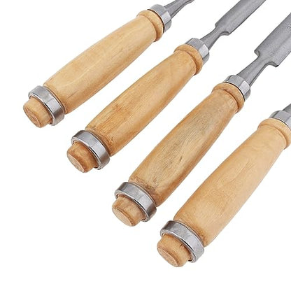 4PCS Semi-Circular Woodworking Chisel Set - Chrome Vanadium Steel Carpenter Wood Carving DIY Gouge Chisels for Beginners & Hobbyists