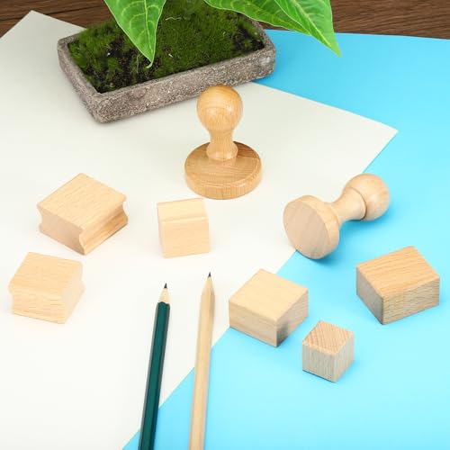 PATIKIL 45x45mm Blank Wood Rubber Stamp Mounts, 5Pcs Wooden Rubber Stamp Handle Hard Wooden Blocks for Making DIY Crafting, Brown - size: 45x45mm