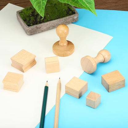 PATIKIL 45x45mm Blank Wood Rubber Stamp Mounts, 5Pcs Wooden Rubber Stamp Handle Hard Wooden Blocks for Making DIY Crafting, Brown - size: 45x45mm