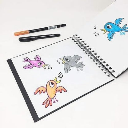 RENDR Wirebound Drawing Sketchbook 6.5x9, No Bleed-Through Paper for Alcohol Markers, Ink and Mixed Media | 180 GSM, Acid-Free, 40 Perforated Sheets