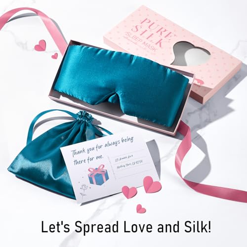 LitBear Silk Sleep Mask for Side Sleeper, Eye Mask Sleeping for Women Men | 100% 22 Momme Pure Mulberry Silk, Face-Hugging Padded Eye Cover for Sleeping with Adjustable Band, Peacock Blue - color: Peacock Blue