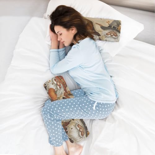 Bolster Pillow Neck Pillow Round Soft Health Memory Foam Pillows Long Cylindrical Body Pillow with Removable Cover Cute Back Yoga Gnomes Maple Leaf 17" x 5.5" - color: Gnomes Maple Leaf