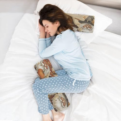 Bolster Pillow Neck Pillow Round Soft Health Memory Foam Pillows Long Cylindrical Body Pillow with Removable Cover Cute Back Yoga Gnomes Maple Leaf 17" x 5.5" - color: Gnomes Maple Leaf