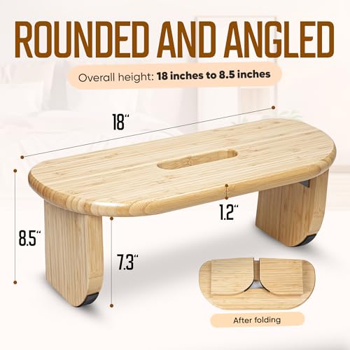 NIXSCALINO Folding Meditation Bench | Bamboo Kneeling Stool with Rocking mechanism - Portable Cross Legged Folding Seiza Chair