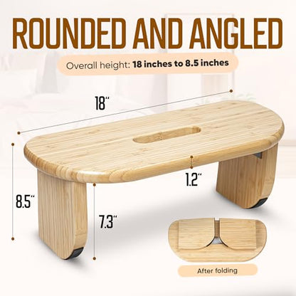 NIXSCALINO Folding Meditation Bench | Bamboo Kneeling Stool with Rocking mechanism - Portable Cross Legged Folding Seiza Chair