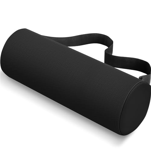 CushZone Memory Foam Lumbar Roll Support Pillow, Large Black | Helps Relieve Back Pain & Supports Posture,Adjustable Strap Fits Office,Car & Gaming Chairs,Washable Cover - color: Black, size: Long