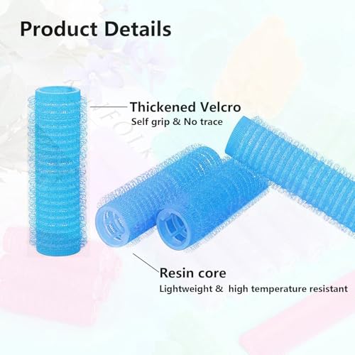 ZMD 18Pcs Self Grip Small Hair Curlers Rollers, Plastic Hair Curlers Heatless Salon Hairdressing Curlers DIY Curly Hair-Accessories for Women Girls Short Medium Thick Hair (0.8 x 2.4 Inch) - color: Blue