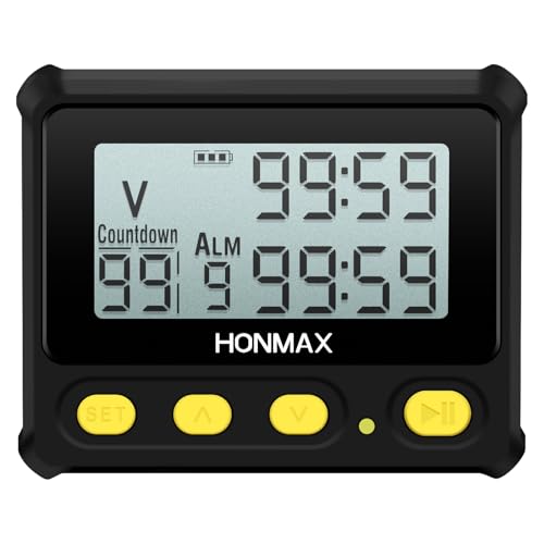 8200 Interval Timer and Stopwatch, Backlight, USB-C Charged, Clock - color: Black+yellow