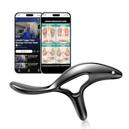 lifechill Trigger Point Massage Tool for Deep Tissue Pain Relief, Gua Sha & Muscle Scraper Tool for Full Body, Thumb Saver Acupressure Tool Relieve Plantar Fasciitis, Black - color: Black