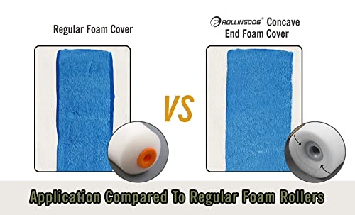 ROLLINGDOG 4 Inch Paint Roller Covers Mini Foam Roller Paint 4PCS | Concave Design High Density Foam Roller Refills for Smooth Even Painting - color: 4pc 4" Concave Roller