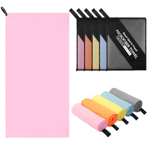 Tudomro 5 Pcs Microfiber Gym Towels Quick Dry Camping Towel for Women Men Gym Sweat Sports Towel for Yoga Tennis Running Swimming Exercise Working Out(Multicolor,23.6 x 47.2 '') - color: Multicolor, size: 23.6 x 47.2 ''