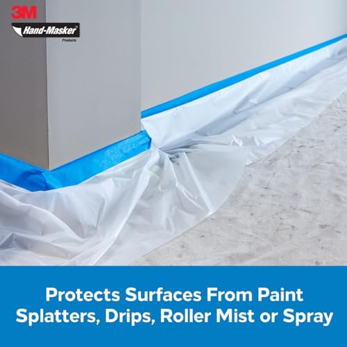 3M Hand-Masker Painter's Plastic Plus, 9 x 400-Feet, MFB-9 | Masking Film, Protects Surface From Paint Splatters, Drips, Roller Mist or Spray, Lacquer and Solvent Resistant