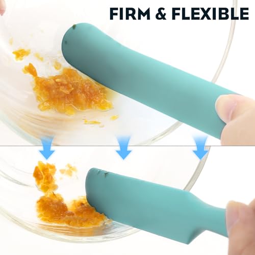 3pcs Silicone Jar Spatulas 10in Long Skinny Heat-Resistant, Narrow Spatula Set for Scraping Peanut Butter, Sourdough, Jam in Small Containers, Blenders & Baking (Green) - color: Green