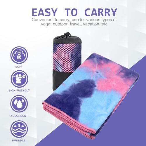 Eunzel Hot Yoga Towel - Microfiber Non Slip Yoga Mat Towel with Grip Dot Sweat Absorbent Towel for Hot Yoga, Pilates and Fitness 72" x 24", Purple & Blue/Pink - color: Purple & Blue/ Pink
