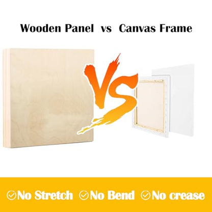 2 Pack 18x18 Gallery Unfinished Wooden Canvas Panels | Birch Wood Panels Kit, 1 1/2" Deep Art Cradle Boards for Acrylic Painting, Pouring and Burning - size: 18*18 2 Pack
