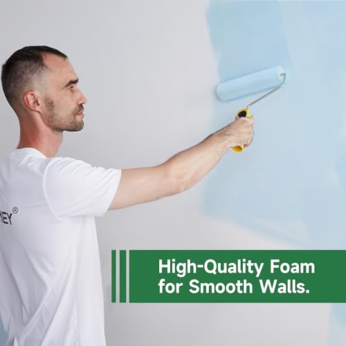 VOOMEY 9 inch Foam Paint Roller Cover(Blade-Cut Sponge), Pack of 3 | High Absorption Foam Paint Roller 9 Inch,Paint Roller for Painting Walls,Cabinet,Ceilings,House - color: 3pcs White
