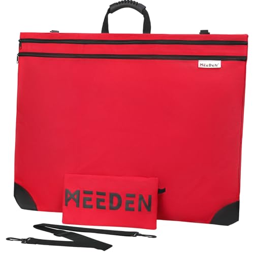 MEEDEN Art Portfolio Bag: 24 X 31 Inch Portfolio Canvas Case - Red | Light Weight Waterproof 600D Oxford Carrying Storage Case with Detachable Shoulder Strap for Canvas, Artwork, Sketching - color: Red, size: 24" X 31"