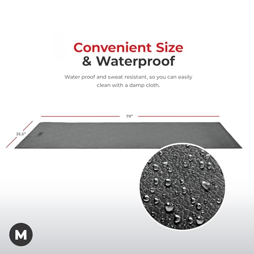 Sunny Health & Fitness Equipment Mats, Home Gym Floor Protection, 4 Sizes | Non-Slip, Protects Floors/Equipment, Absorbs Vibration, Sweat-Resistant, High-Density Foam, For Different-Sized Machines - style: Medium 79”