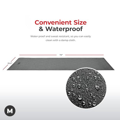 Sunny Health & Fitness Equipment Mats, Home Gym Floor Protection, 4 Sizes | Non-Slip, Protects Floors/Equipment, Absorbs Vibration, Sweat-Resistant, High-Density Foam, For Different-Sized Machines - style: Medium 79”