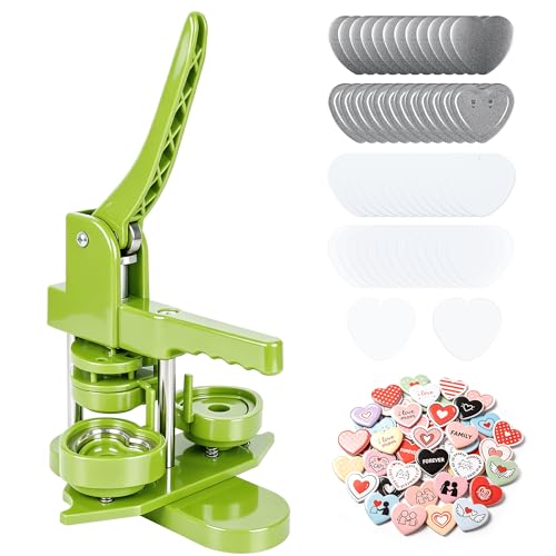 Happizza Button Maker Machine, Heart-Shaped (3rd Gen) Installation-Free, Heart Shape DIY Pin Button Maker Press Machine Kit, Badge Punch Press Machine with Free 100pcs Heart Button Parts - size: Heart - 57 mm