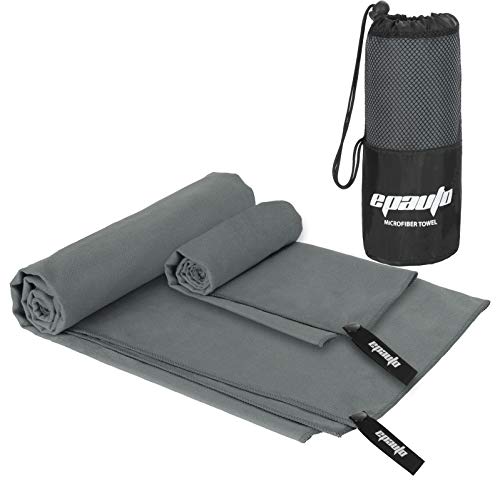 EPAuto 2-Pack Microfiber Quick Dry Travel Towel Set, Gray - color: Grey