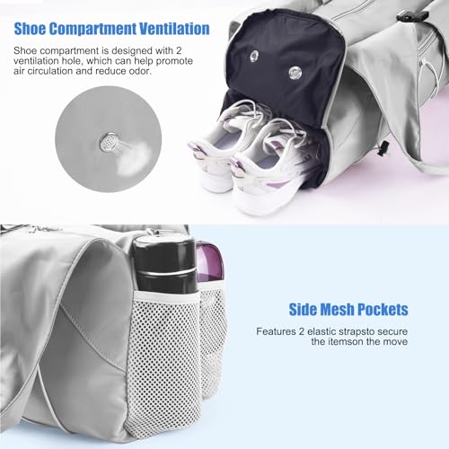 Forestfish Gym Bag For Women With Yoga Mat Holder, Grey - color: Grey
